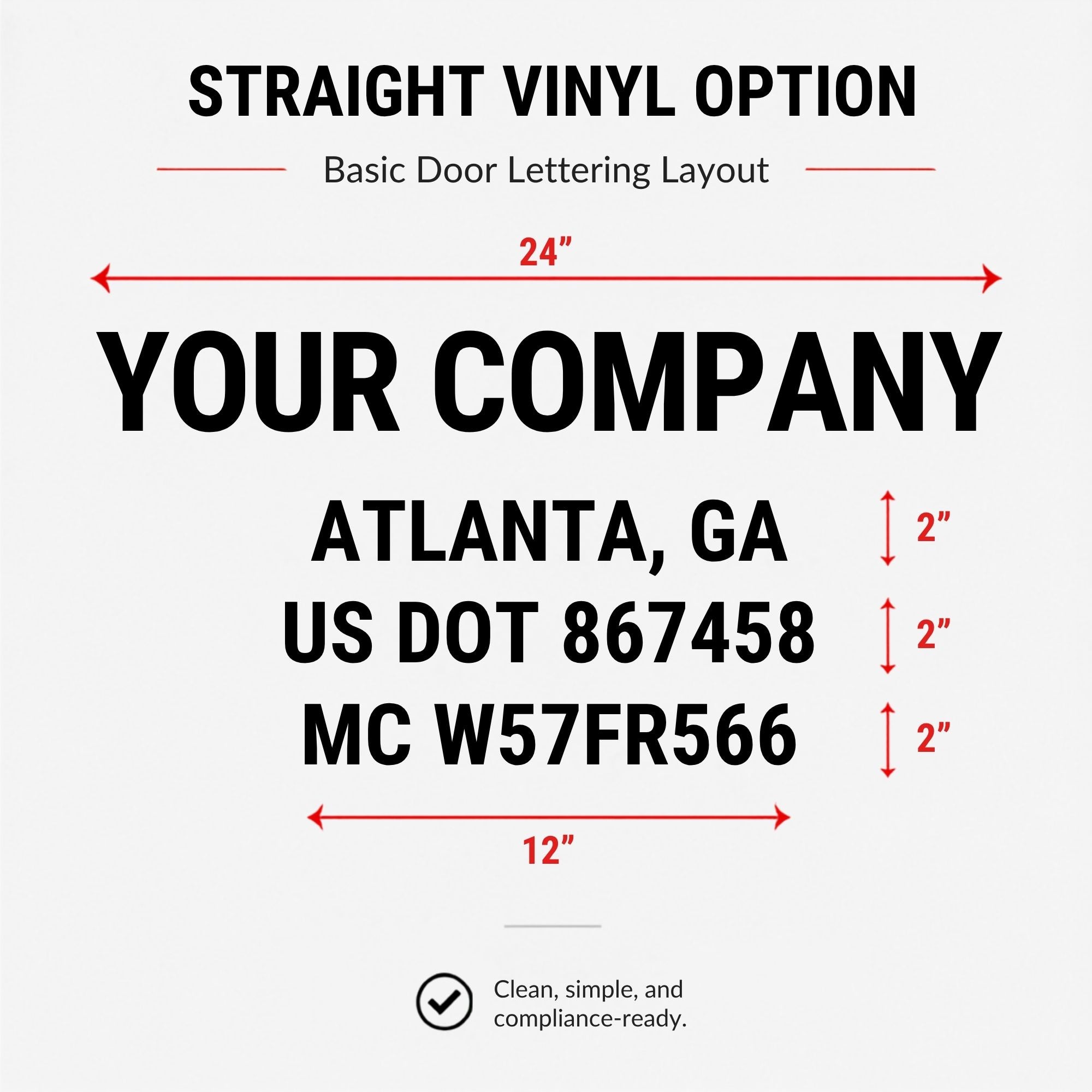 Custom DOT Truck Door Decal Set – Straight Vinyl Lettering