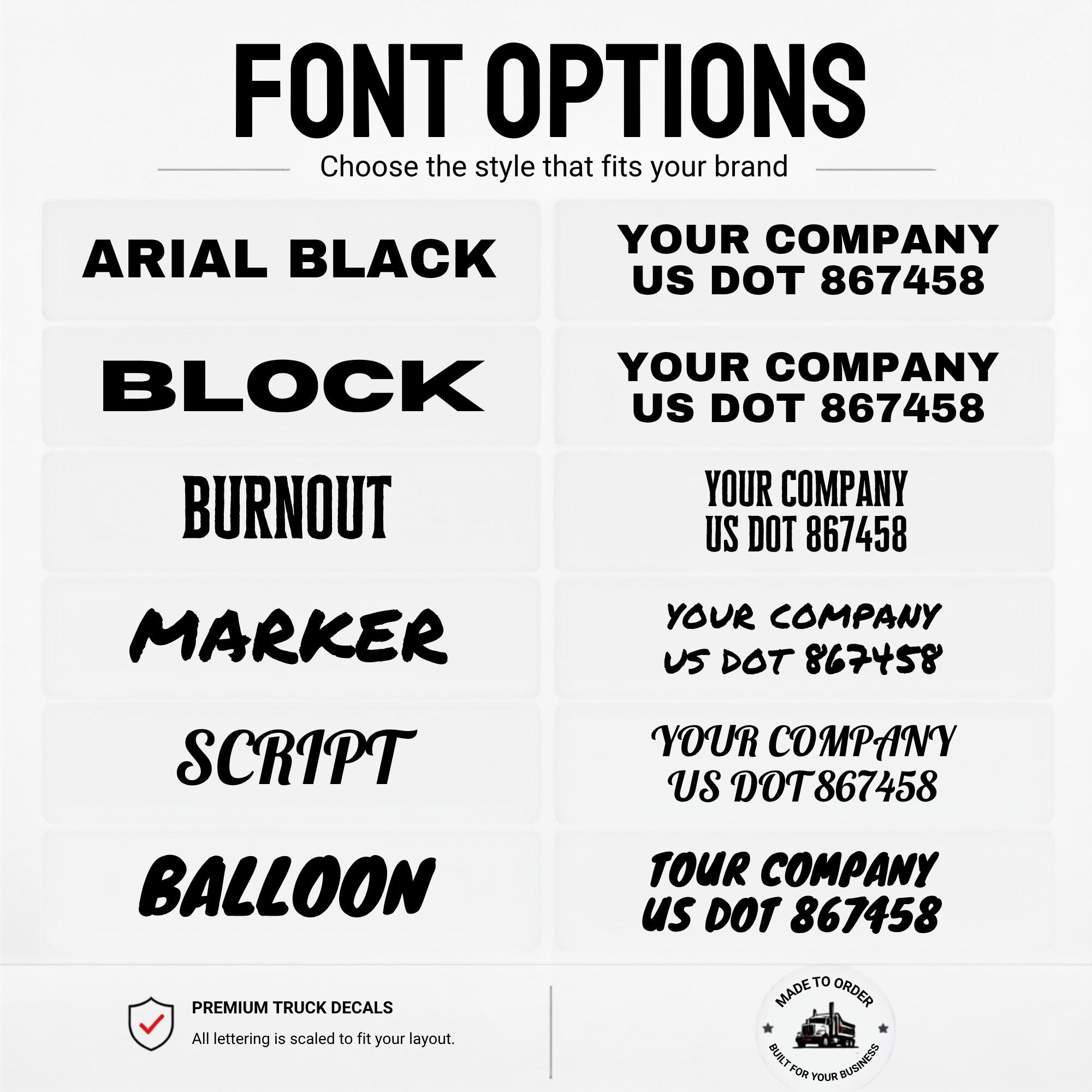 Custom DOT Truck Door Decal Set – Printed Logo + Vinyl Lettering