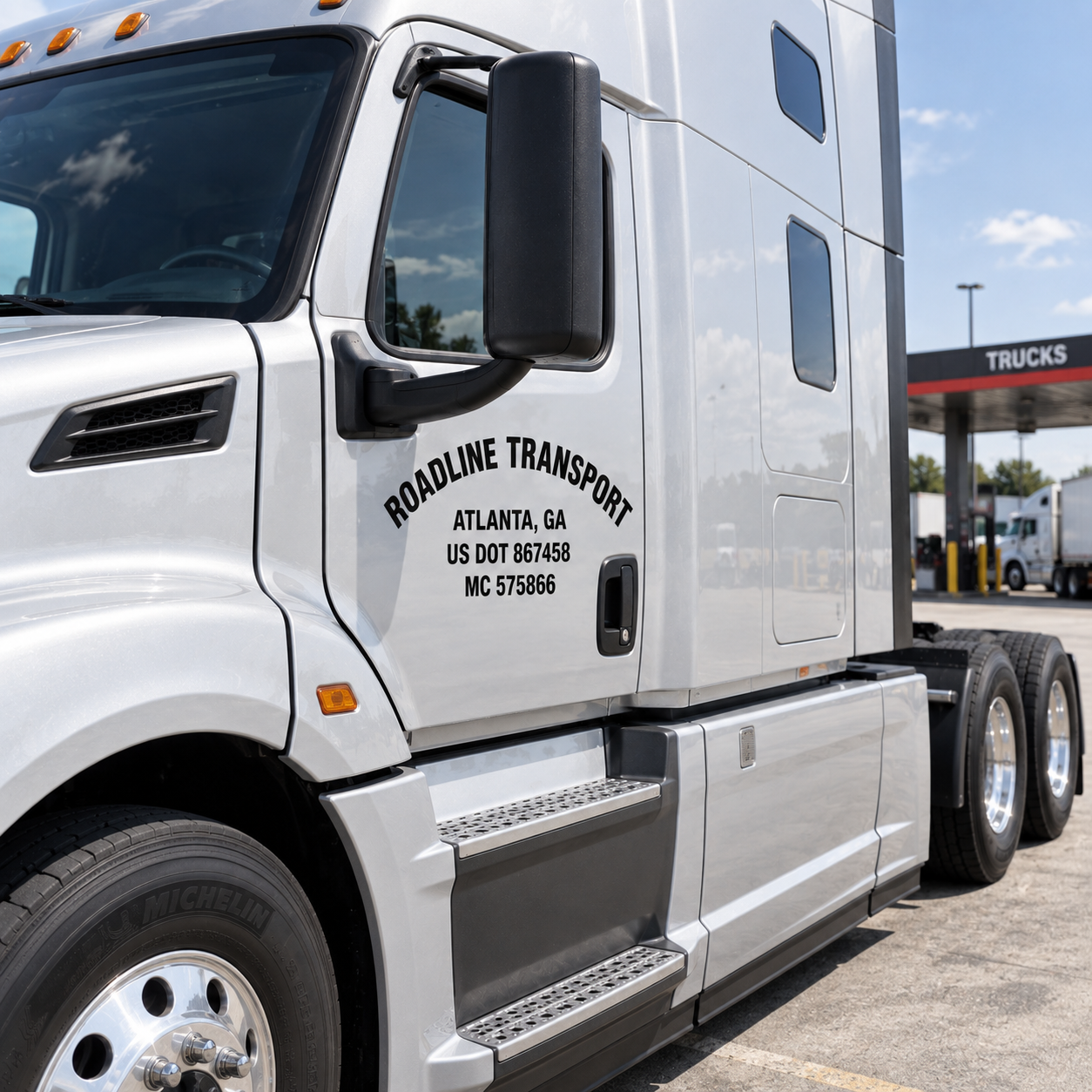 Custom DOT Truck Door Decal Set – Curved Vinyl Lettering